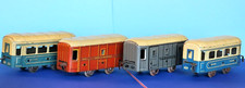JOUET ANCIEN 4 WAGONS DE TRAIN JEP échelle 0- 13CM - REF 4321 - FRANCE 1938-1957