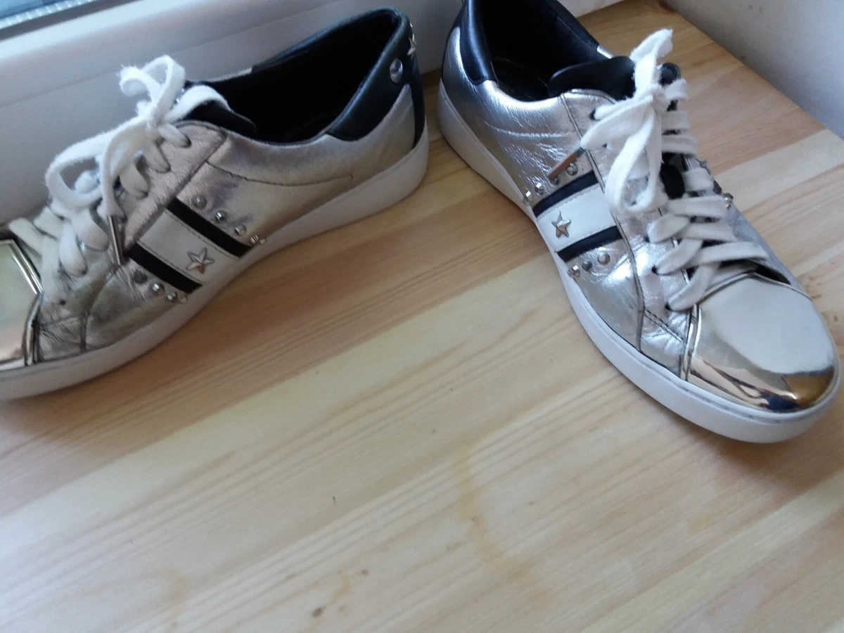 Michael Kors Size 7 5 38 M Mindy silver White Star Women s Sneakers