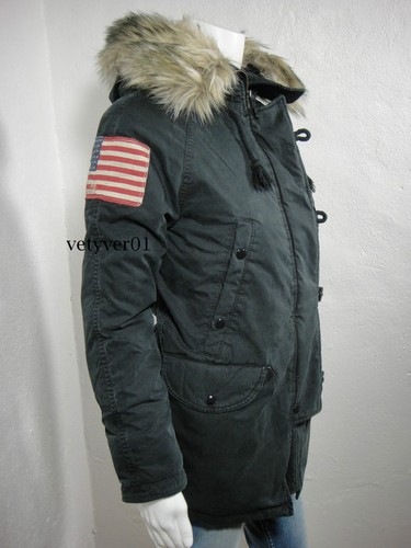RALPH LAUREN D&S Women's Military Snorkel Down Jacket American Flag Black sz XS - Picture 4 of 6