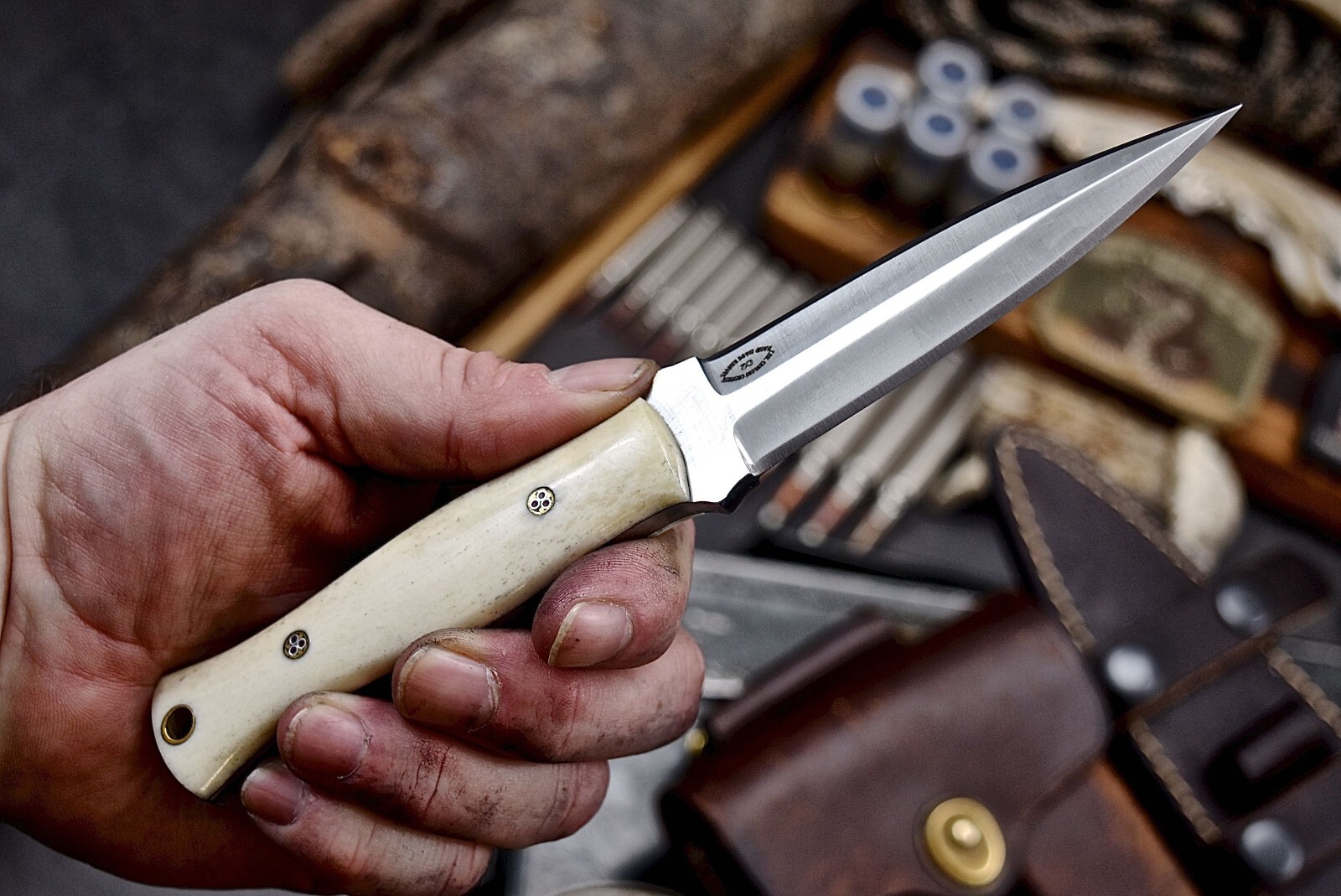 CFK Handmade D2 Custom CAMEL BONE Small Boot Dagger Toothpick Shiv