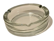 Vintage 6" Heavy Clear Glass Ashtray - 3 Rests - 1 lb 12 oz - Thick 5/16" Glass