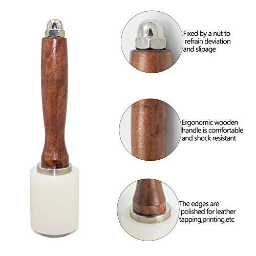 Fbshicung Leather Carving Hammer, DIY Leathercraft Mallet, Cowhide Sew Club DIY Leathercraft Wooden Mallet Wood Handle (T-Head - View #9
