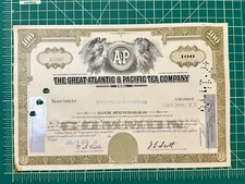 The Great Atlantic & Pacific Tea Co. (A&P) Stock Certificate – 1976 – Vintage