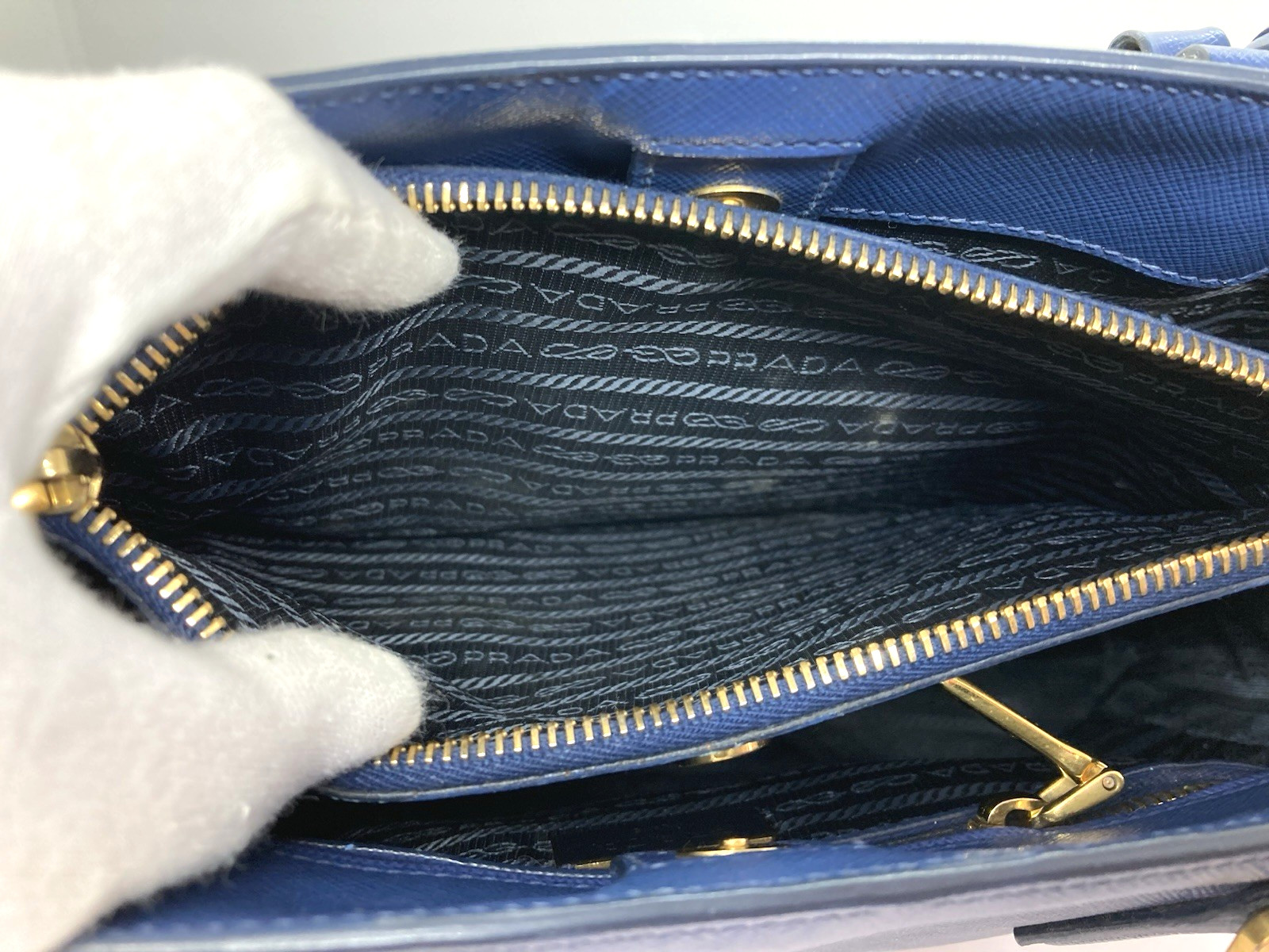used PRADA Galleria Saffiano leather Blue 2Way Shoulder Hand bag Tote 29113 thumbnail 16