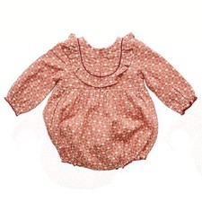Pink Chicken New York Baby Girl Rust Orange Floral Eyelet Bubble Romper 6-12M
