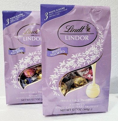 Lindt LINDOR White Chocolate Assorted Chocolate Candy Truffles, 12.7 oz. Bags