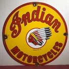 VINTAGE 1952 DATED INDIAN MOTORCYCLES PORCELAIN SIGN PARTS CHIEF DEALER