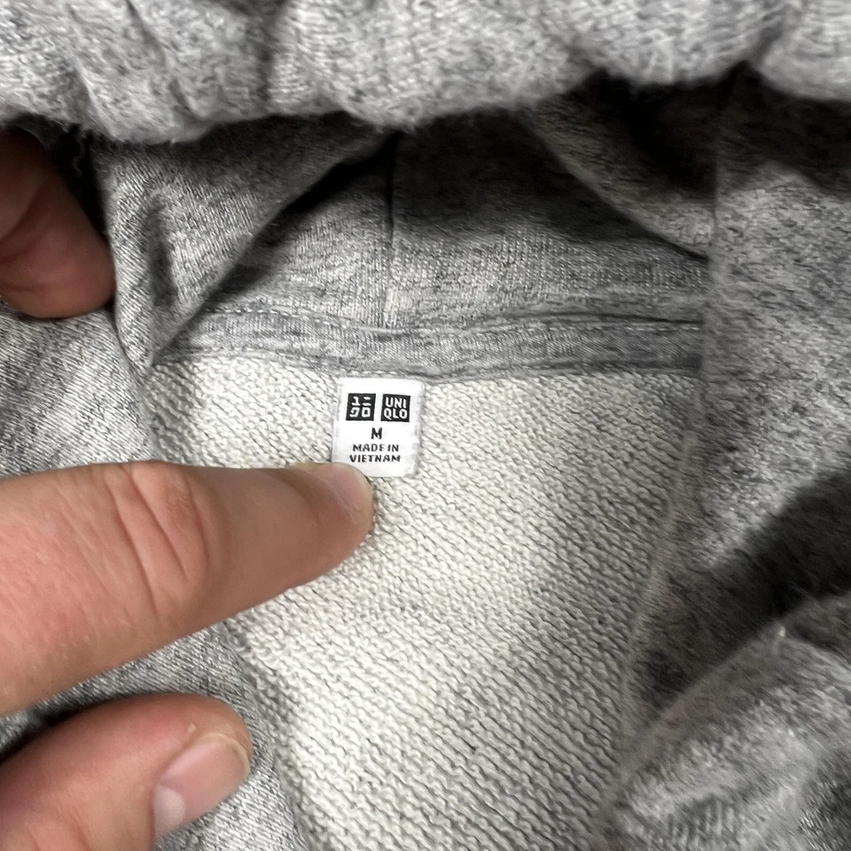Мужская толстовка с капюшоном Uniqlo средний размер вересковый серый толстовка карман кенгуру шнурок - Изображение 4 из 4