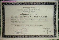 DIPL360 - DIPLOMA MEDAGLIA D'ORO DELLA GIOVENTÙ E DEGLI SPORT 1977