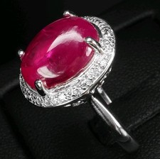 Sale - Blood Red Ruby Cabochon 5.20Ct 925 Sterling Silver Handmade Rings