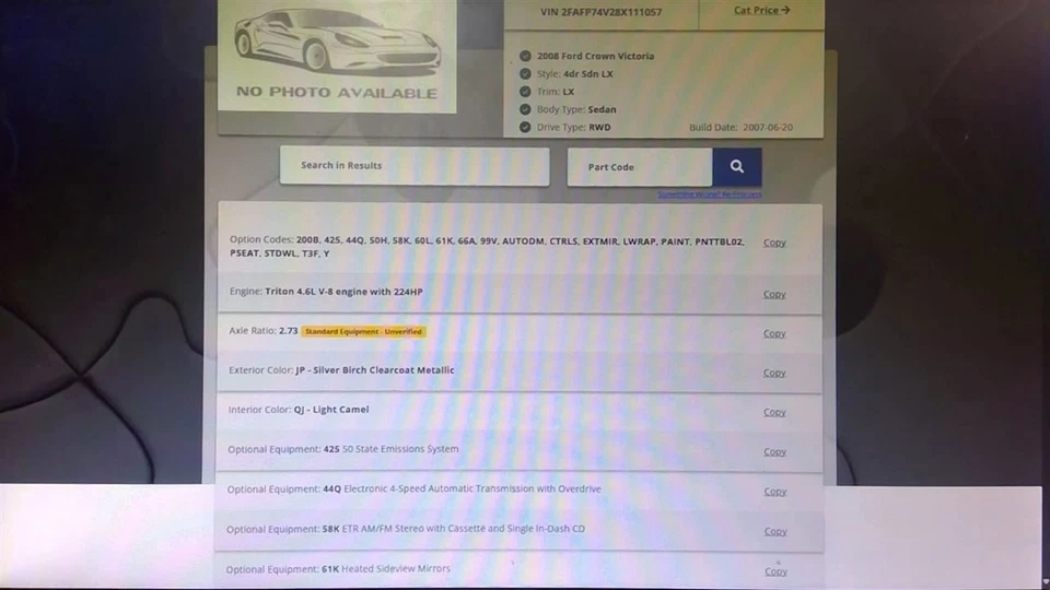 Trunk/Hatch/Tailgate Excluding Police Package Fits 98-11 CROWN VICTORIA 915095 - Изображение 4 из 4