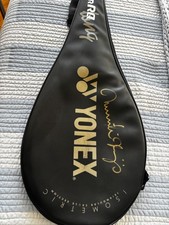 Martina Higins signed Yonex Tennis Racket cover with Racket