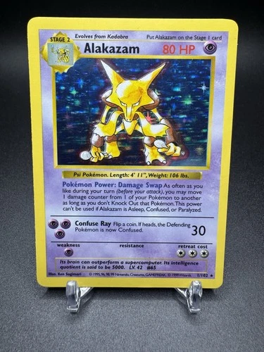 Base Set Shadowless Alakazam 1/102 Holo Rare