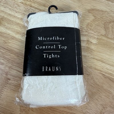 Brauns Microfiber Control Top Tights - Ivory - Small Medium - NIP Made in USA