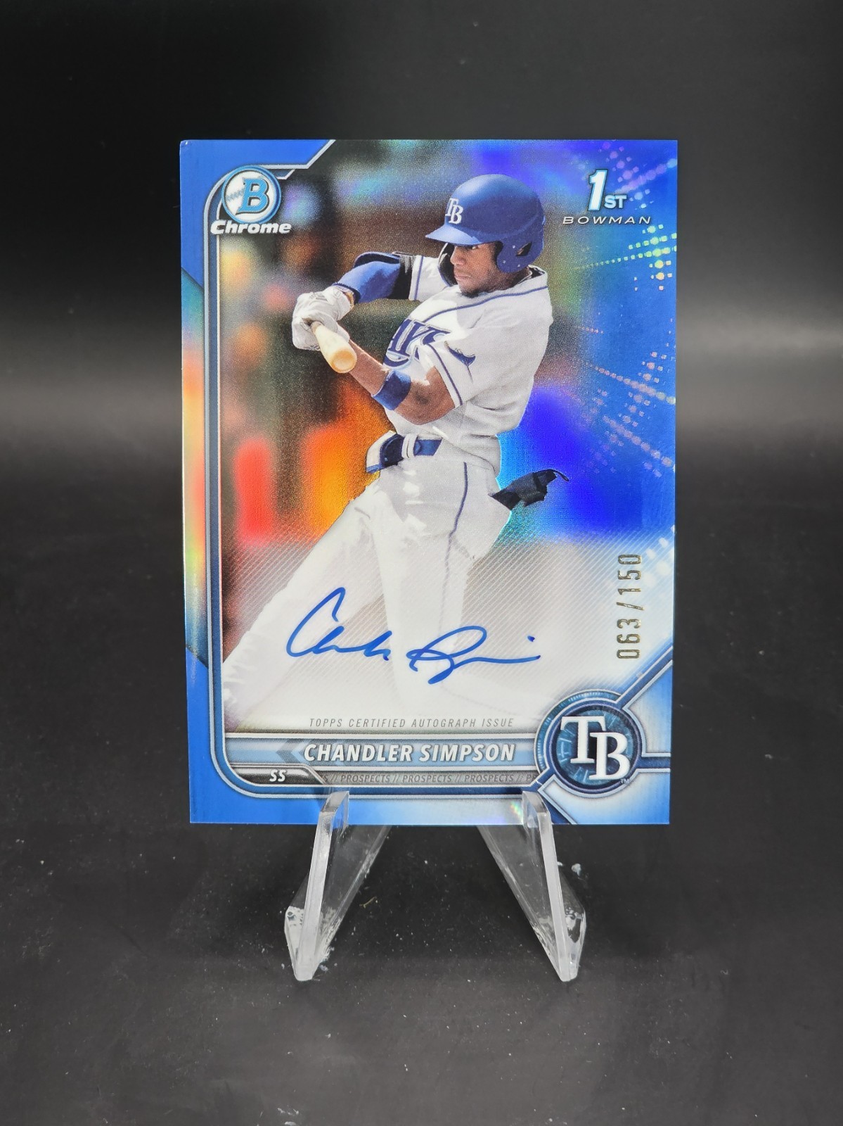 2022 Bowman Chrome 1st Chandler Simpson Blue Refractor Auto /150 #CDA-CSN Rays 