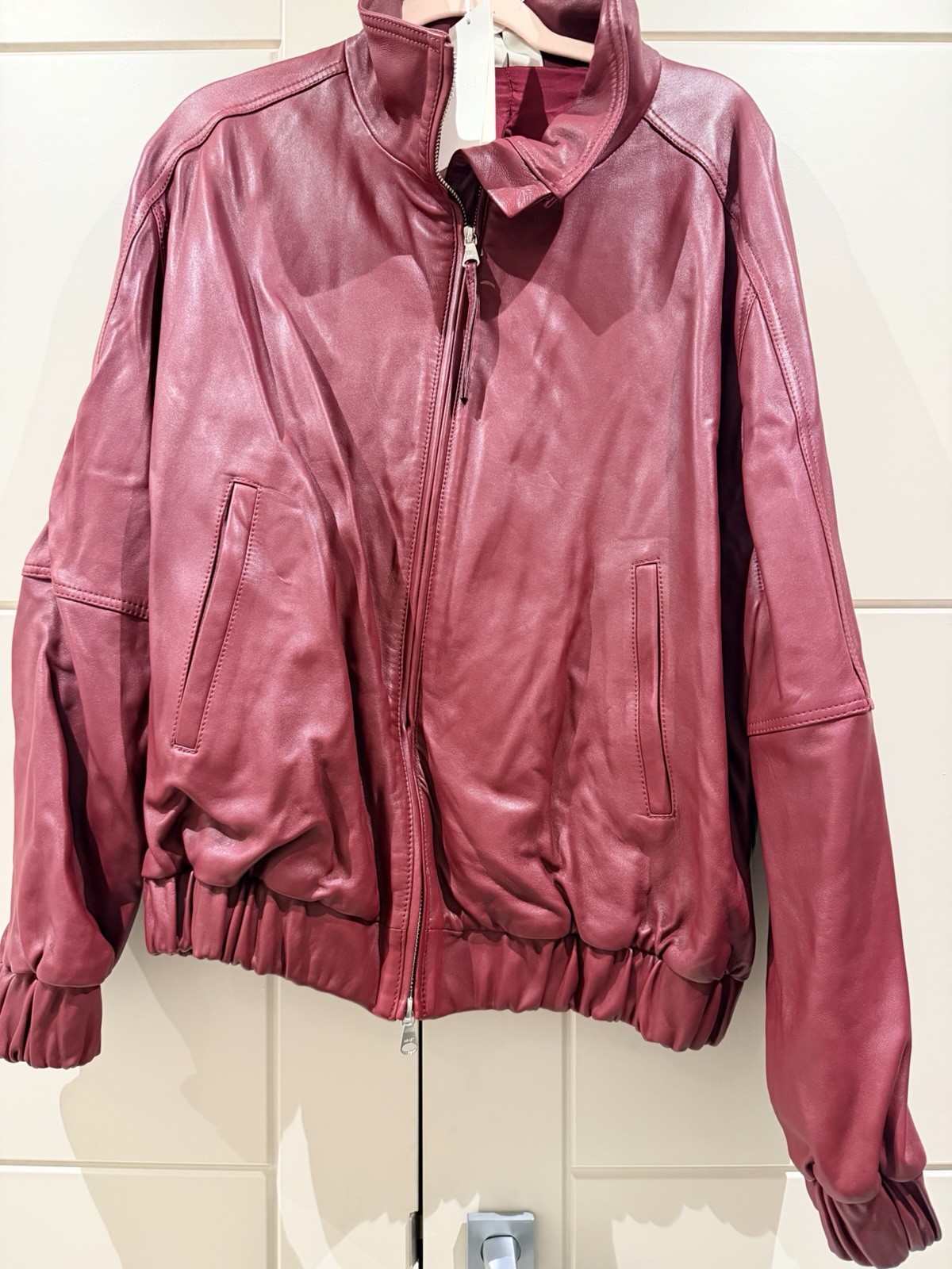 ARKET Red Leather Jacket Brand New Large with Tags