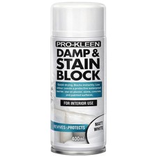 ProKleen Damp & Stain Block Matt White Spray Paint Covers Mould Stains 400ml