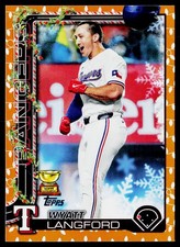 Wyatt Langford 2025 Topps Holiday Gold Lights Texas Rangers