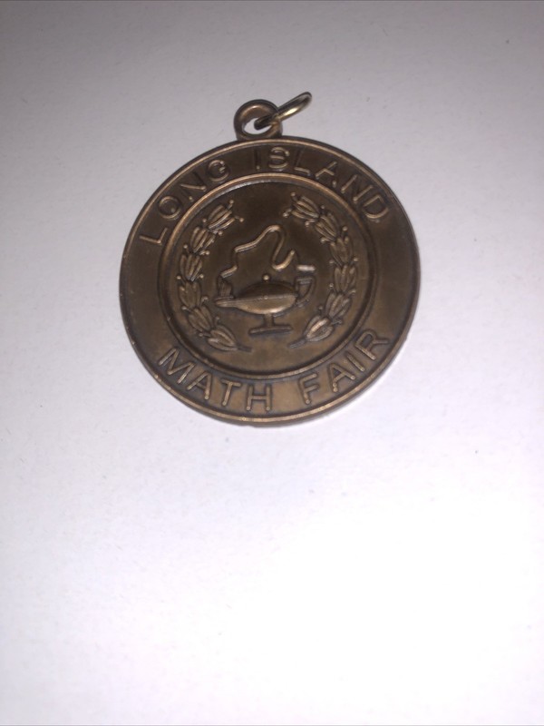 Vintage Long Island Math Fair Bronze Tone Medal Pendant