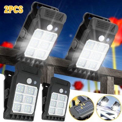2 Pack Clip on Solar Lights Outdoor, 24 LED Solar Motion Sensor Clamp on Light