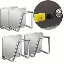 4-Pack Stainless Steel Sink Sponge Holder – Adhesive Kitchen Caddy Organizer Set