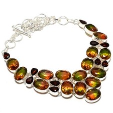 Bi-Color Tourmaline, Smokey Gemstone Handmade Jewelry Necklace 18"