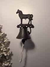 Rustic Cast Iron Wall Bell Horse Design