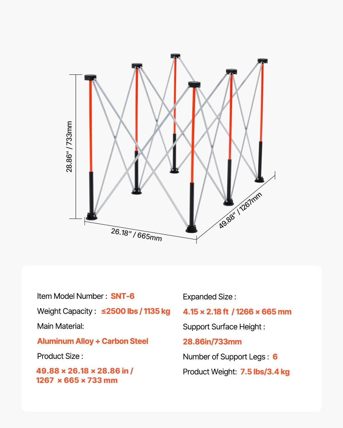 VEVOR Portable Folding Workstand,4.15x2.18 ft Collapsible Workbench,2500 lbs Wei