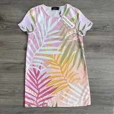 MINKPINK Palm Springs Tshirt Dress Small Tropical Palm Print Colorful Beach Boho