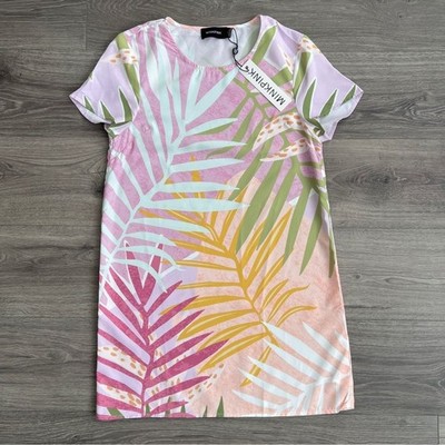 MINKPINK Palm Springs Tshirt Dress Small Tropical Palm Print Colorful Beach Boho