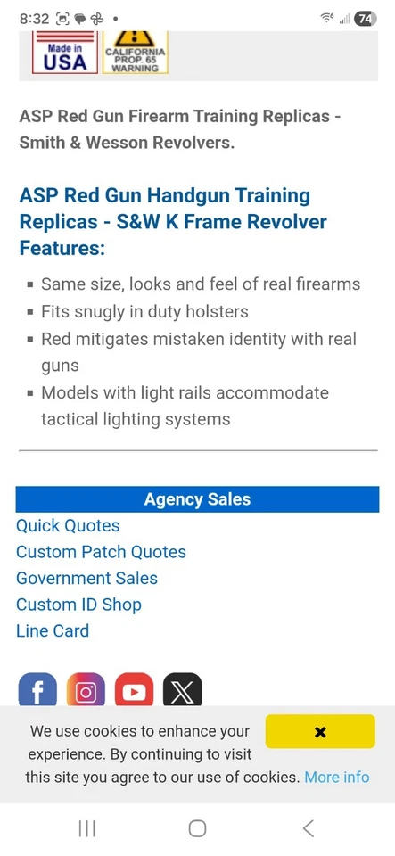 Тренировочный пистолет ASP Red Gun Smith & Wesson K Frame - Изображение 3 из 4