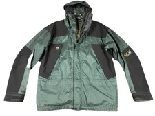 Mountain Hardwear Parka Jacket Mens Medium Green Goretex Hooded Embroidered Vtg