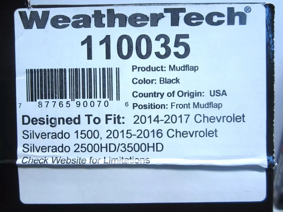 JUEGO DE PROTECTORES CONTRA SALPICADURAS CHEVROLET SILVERADO 1500 - 3500 NEW WEATHER TECH F & R #3A-2 Foto 3 de 4