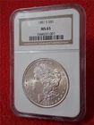 1881-S MORGAN S$1 SILVER DOLLAR  NGC MS 65                              #MF-0311