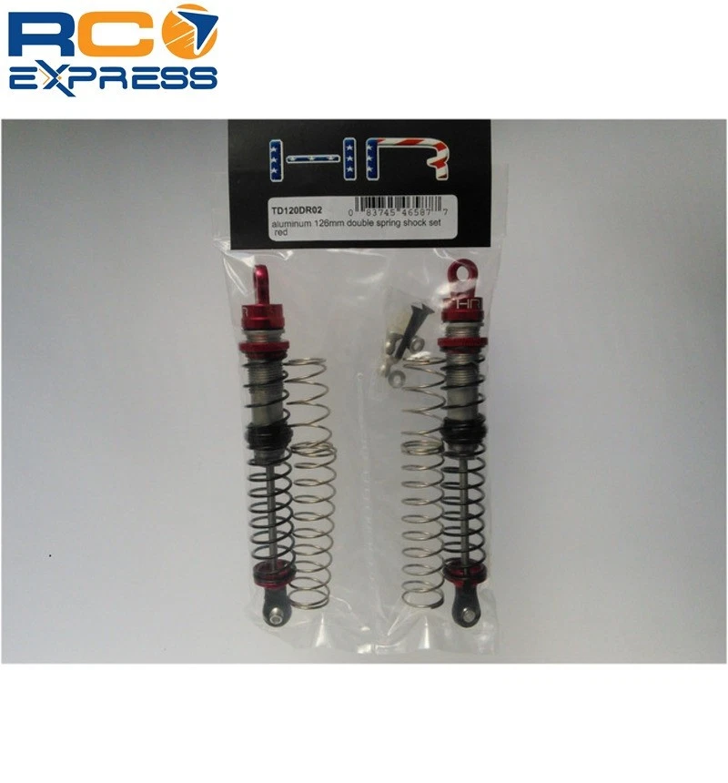 Hot Racing Aluminum 126mm Double Spring Shock Set (Red) TD120DR02 - Image 3 of 3