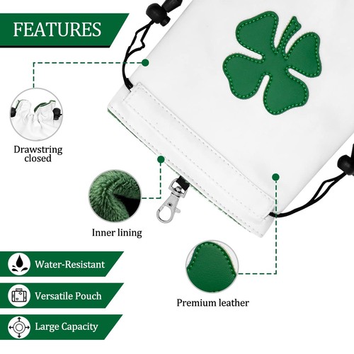 Golf Wertsachen Tasche Leder Teebeutel mit Kordelzug - Golfballtasche für M... - Bild 3 von 8