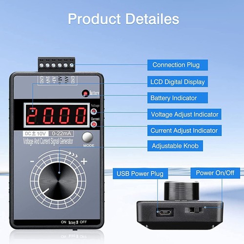 Voltage Current Signal Generator ±10V 0‑22mA Handheld Analog Simulator PLC Panel - 第 3/22 張圖片
