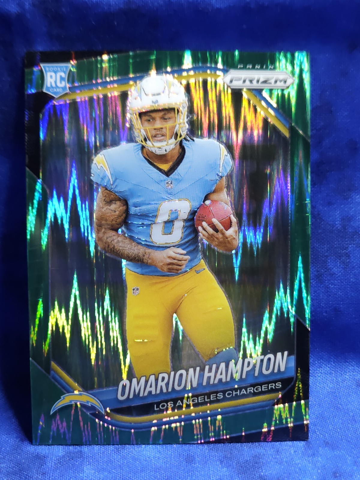 2025 Panini Prizm - Rookies Omarion Hampton #355 Green Flash Prizm (RC)