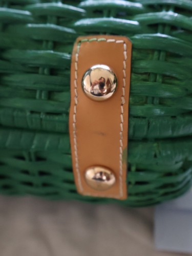 NEW Frances Valentine Hen Wicker Chain Strap Basket Bag Green READ Description - Picture 8 of 9