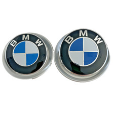 Front Hood Emblem Rear Trunk Badge 82mm 74mm With Silver Rings Logo For Bmw