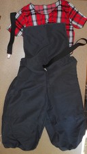 NWOT HIp Hop Costume Dance Suspendars Plaid t shirt red/blk Supplex medium child