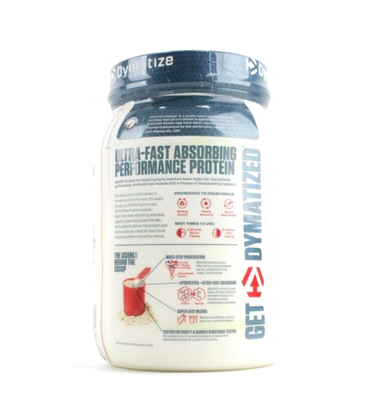 Dymatize ISO 100 Whey Protein Isolate 1.34 lb 20 Servings Strawberry