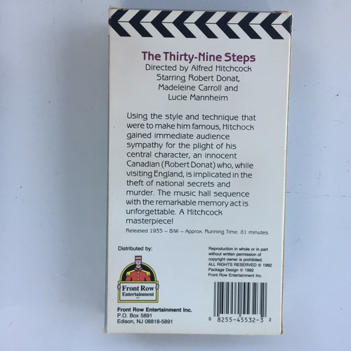 Alfred Hitchcock 4 VHS Lot Secret Agent Lady Vanishes Thirty-Nine Steps Knew Too - Picture 7 of 11