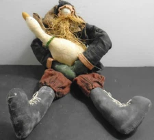 VINTAGE FOLK ART CLOTH COUNTRY DOLL WITH GOOSE