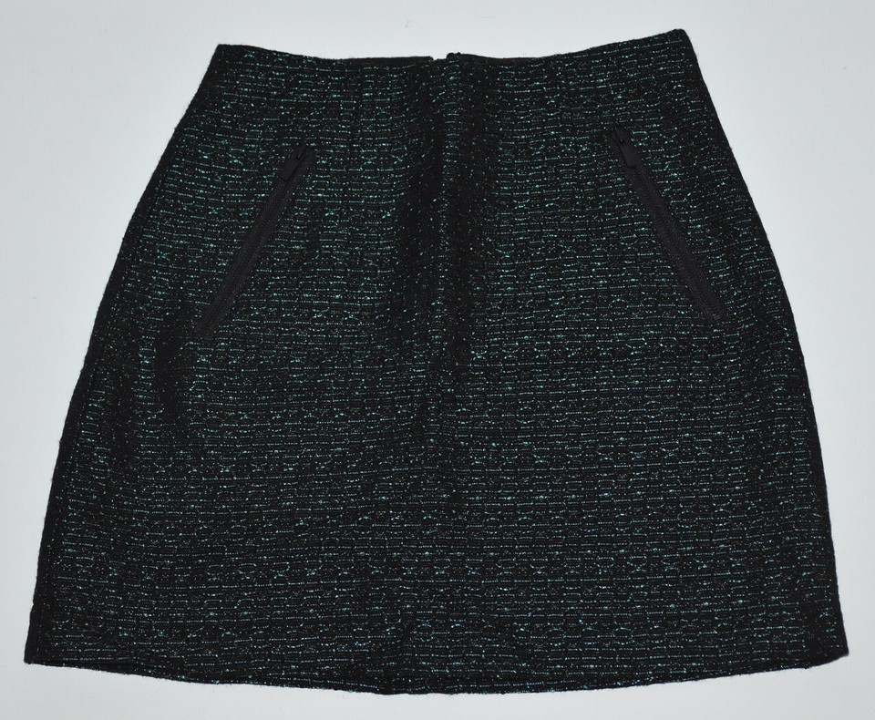 MARCS A Line Mini Skirt Green Turquoise Black Skirt SIZE 4 Great Condition