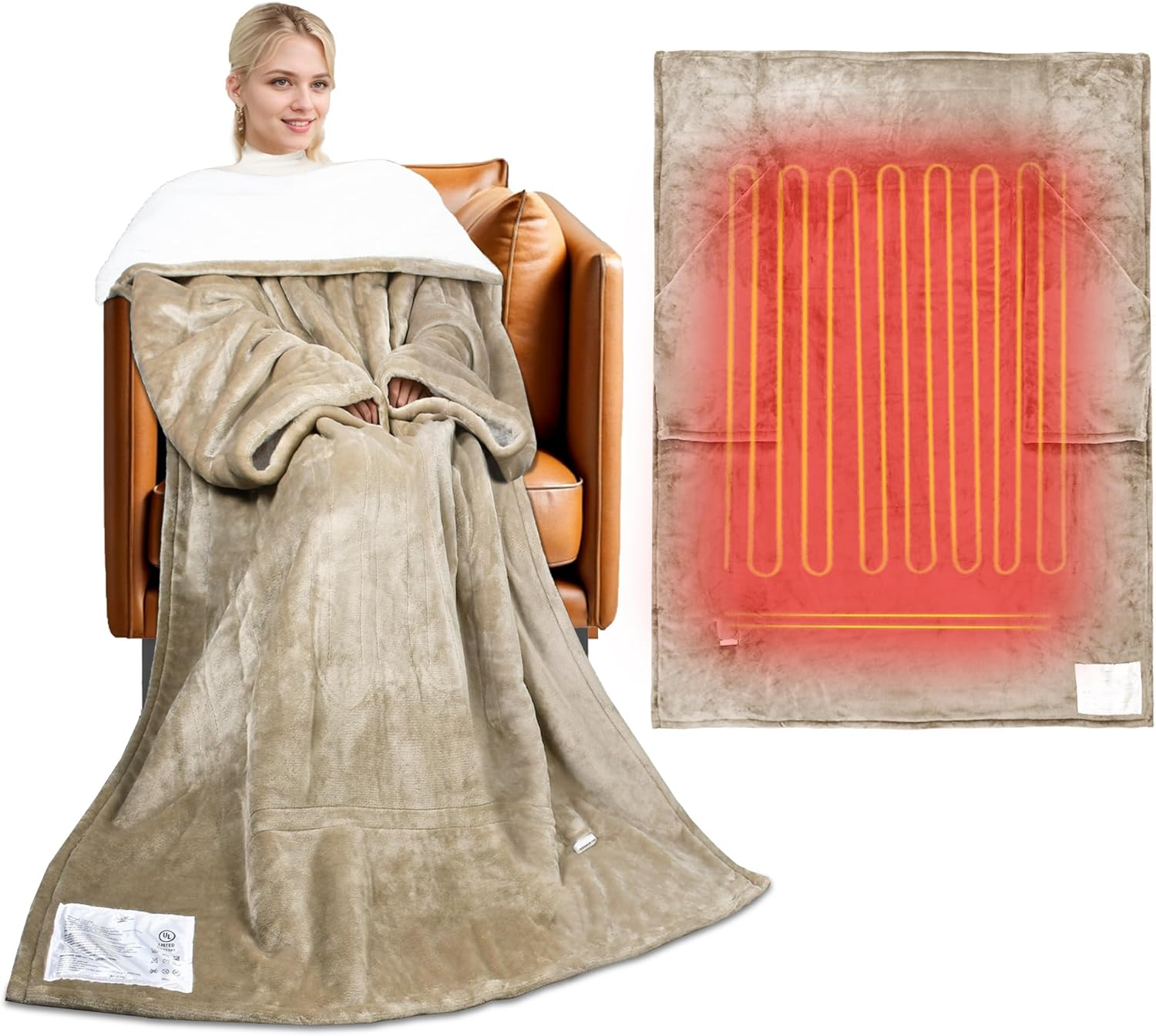 Heated Blanket, Wearable Electric Blanket, Sherpa Heating Blanket, Electric Thro