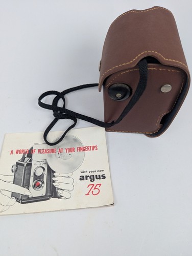 ARGUS Model 75 scatola vintage fotocamera custodia pelle manuale d’uso originale e flash - Foto 14 di 18