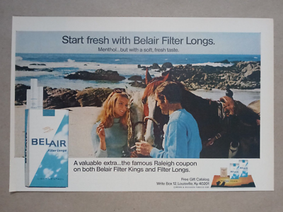 elfbar nachfüll pod läuft aus 1970s BELAIR Cigarettes Beach Romance Blue Horse Ocean Small Poster Print  Ad
