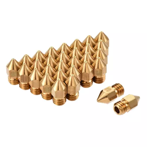 0.4mm 3D Printer Nozzle, 30pcs M6 Thread for MK8 3mm Extruder Print, Brass