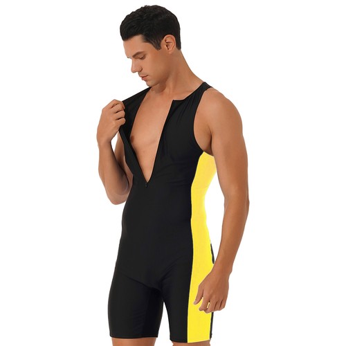 Mens Swimwear One-Piece Surfing Swimsuit Stretchy Racer Back Zipper Jumpsuit - Picture 19 of 72